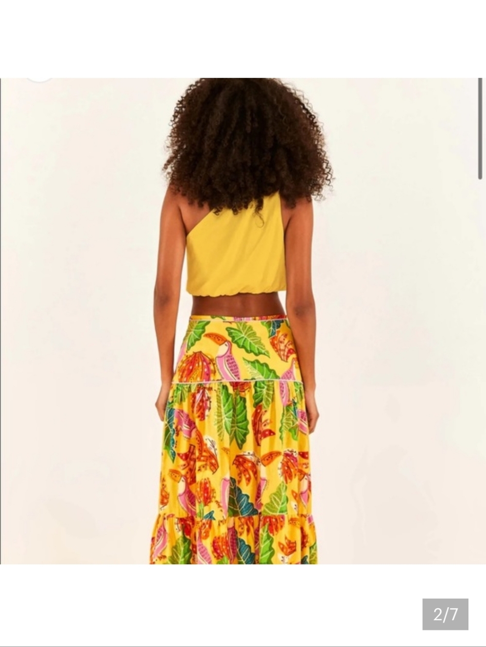 NWT FARM Rio Yellow One-Shoulder Crop Top - Picture 3 of 4